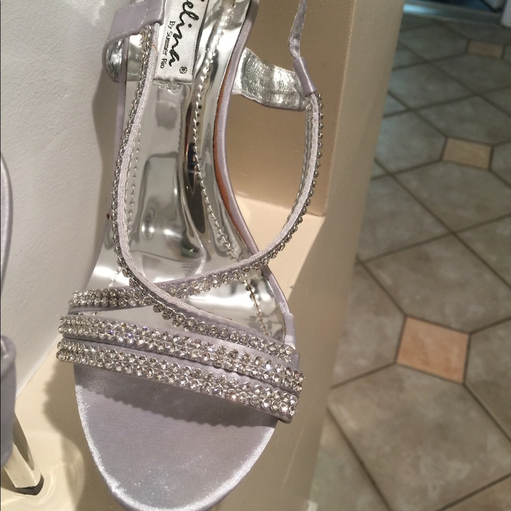 Silver Rhinestone Platformed Heels - Picture 2 of 4